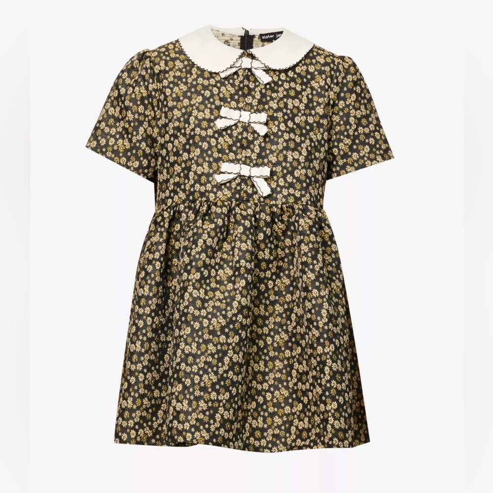 🆕Sister Jane ‘Star Bloom’ Floral Jacquard Mini Dress W Cream Bows - Picture 2 of 7